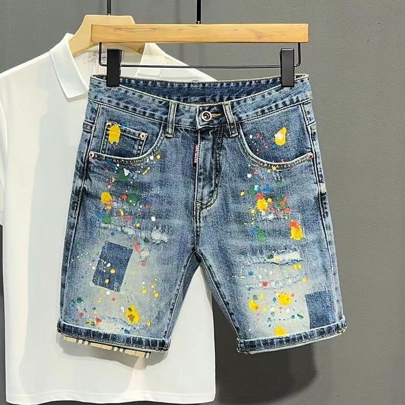 Men'S Fashion Jeans - Мужские короткие джинсовые брюки с граффити,