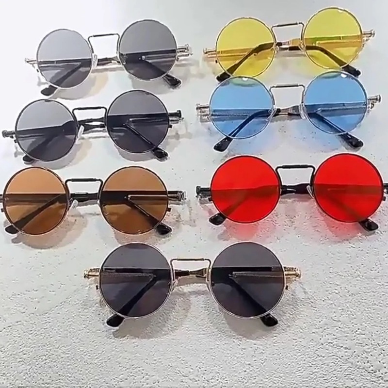 Men'S Fashion Round Glasses - Винтажные круглые солнцезащитные очки в металлической