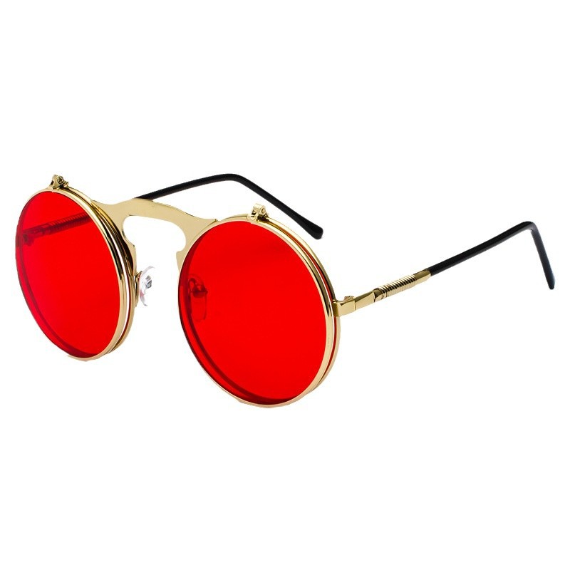 Men'S Fashion Round Glasses - Ретро-очки в стиле стимпанк, красные, круглые,