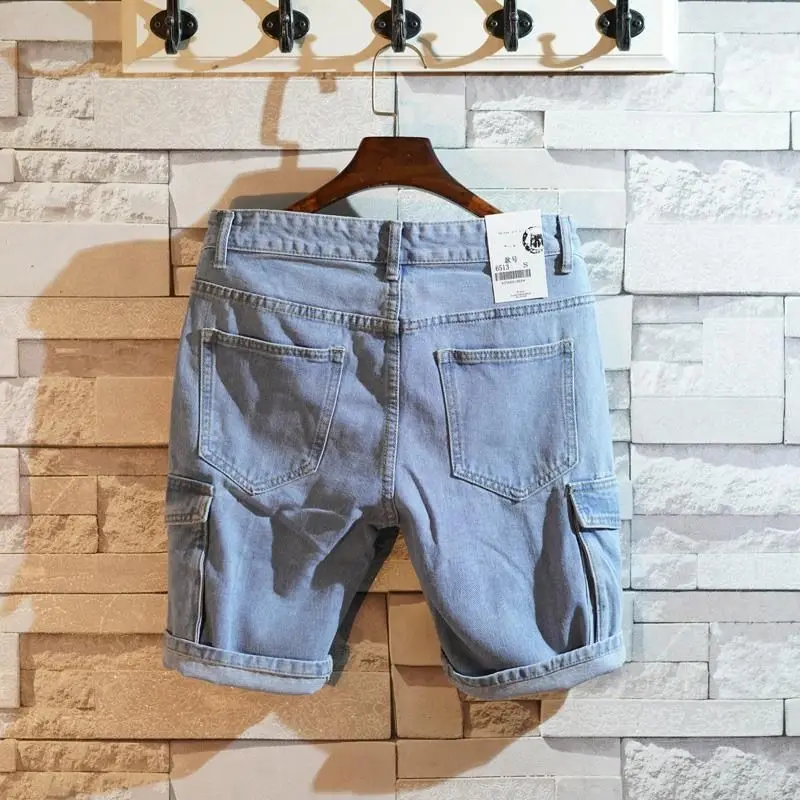 Men'S Fashion Jeans - Свободные прямые короткие джинсовые брюки для