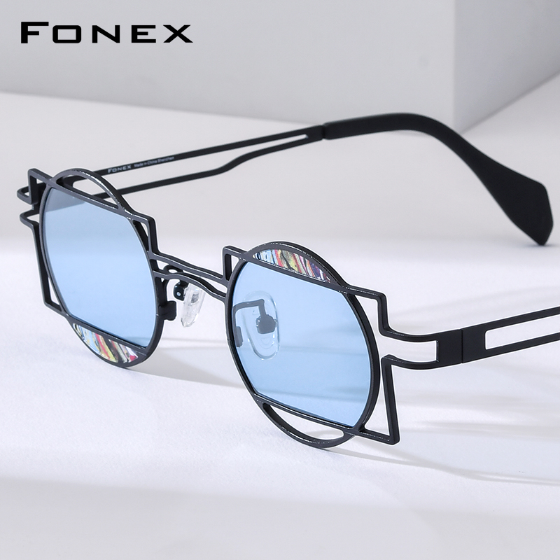 Men'S Fashion Round Glasses - Солнцезащитные очки FONEX из чистого титана