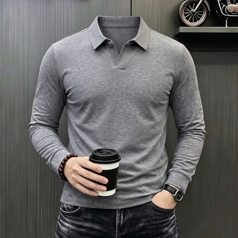 Mens Fashion Casual - Мужская деловая повседневная футболка с длинным