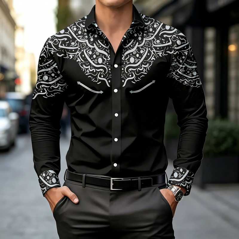 Черно-белая рубашка с контраст – обзор и цена Mens Fashion Casual